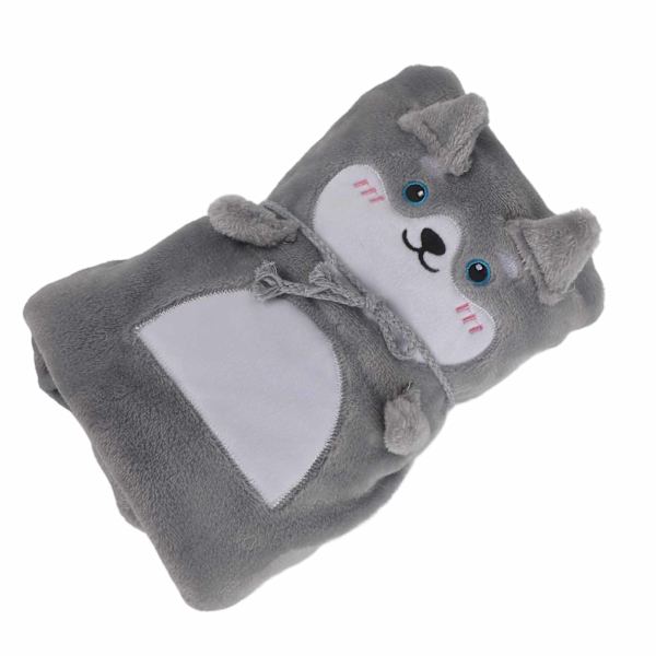Flanellfilt Söt djurform Mjuk hudvänlig bärbar tupplur för bäddsoffa Office Sovsal Husky 80x100cm / 31,5x39,4in