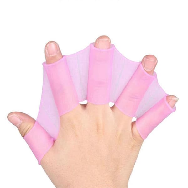 Svømmefinner 1 par unisex frøformede silikonehandsker til vandsport Rosarød Rose Red S