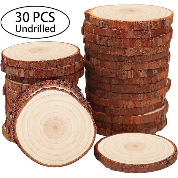Träskivor Paket med 30 Trädstamsskivor 6-7 cm Obehandlade Träcirklar
