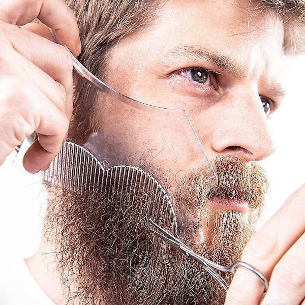 Kamsats för skägg och mustasch för män med stylingmallar - Formningsverktyg för perfekt välvårdat ansiktshår