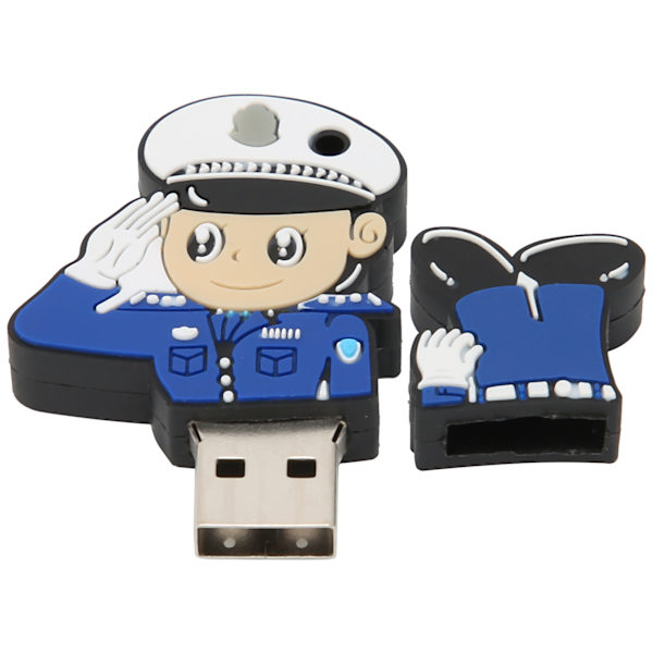 U Disk Cartoon Creative Flexibel Plast Portable för Windows 98 / Me / 2000 / XP USB2.0Policeman 32G