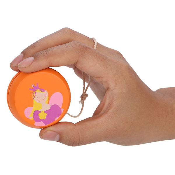 Sødt tegneseriemønster træ Yoyo Ball Legetøj tidligt uddannelseslegetøj til Kid Orange Princess Orange Princess