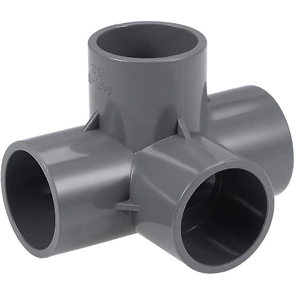 4-vägs Vinkel PVC Rörkoppling Möbelkvalitet 32mm Vinkel T-kopplingar Grå 10st