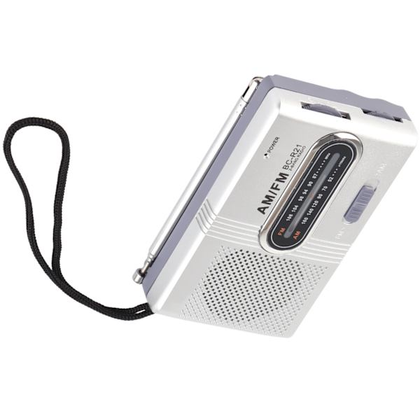 AM FM-radio Lang 5W-høyttaler som varer i bærbar lomme transistorradio med øretelefonkontakt for hjemme utendørs sølvgrå