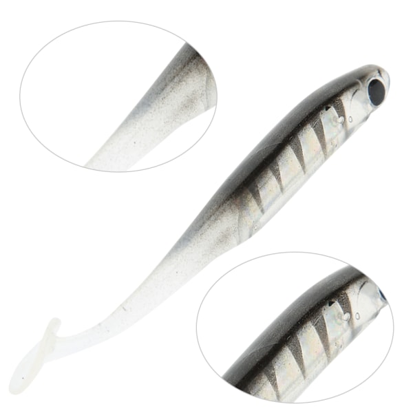 4st TPR 100MM Artificiell Mjuk Simulering Fiskedrag Bete Paddel T Svans Tillbehör8# print svart