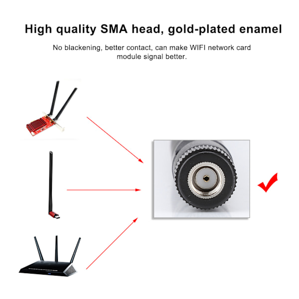 2 STK M.2/NGFF netværkskortkabel og 2x 6DBi-antenne til Intel 9260NGW /7265AC/9650AC /BCM94360