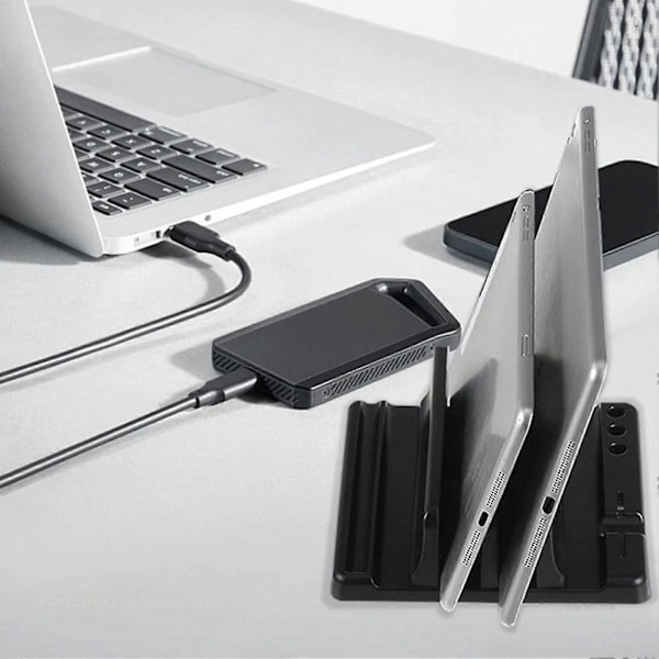 Vertikalt Laptopställ med Justerbara Fack Hög Stabilitet Universell Kompatibilitet Stabilt Pålitligt Laptopställ Skrivbordsdatorställ Vit B