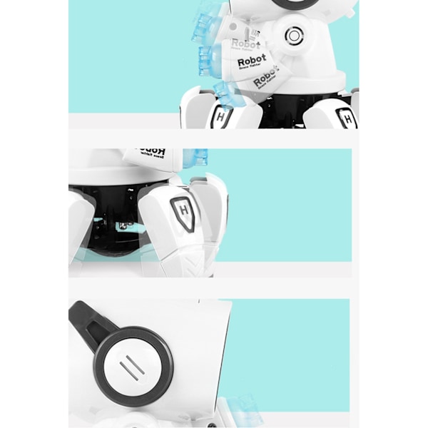 Robotleketøy Seks Klør Plast Intelligent Dansende Syngende Lys Elektrisk Robotleketøy for Gutter Hvit