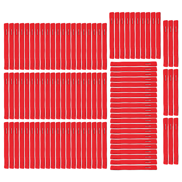 100 stk. fiskestangsstrop, stangfikseringsbånd, stang elastisk wrap holder, krog- og løkke-design, rød