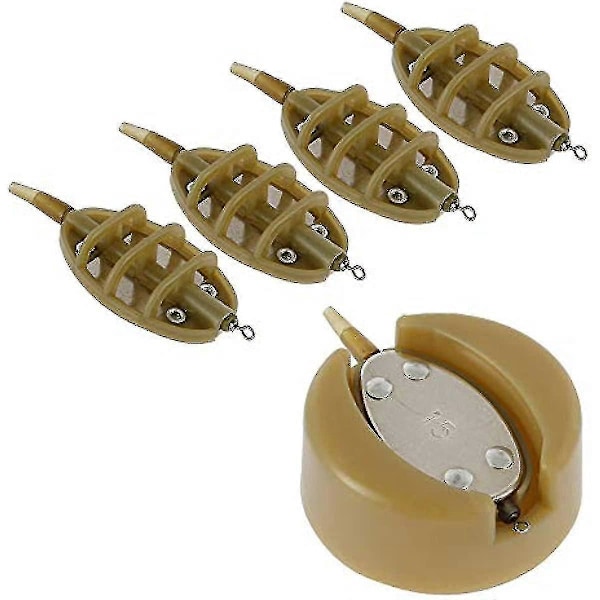 5 Stykker Fiske Inline Feedere Fiske Inline Flat Method Feeder Med Hurtigutløserform-15g 20g 25g 35g Zekai
