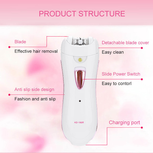 Damrak för kvinnor, smärtfri hårborttagning, epilator för ansikte, armar, bikinilinje och ben