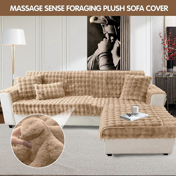 Tjocka Kanin Plysch Sofföverdrag 1 2 3-sits, Halkfria Sofföverdrag, Roligt Luddigt Sofföverdrag, Varma Sammet Soffkuddöverdrag (90x160cm)