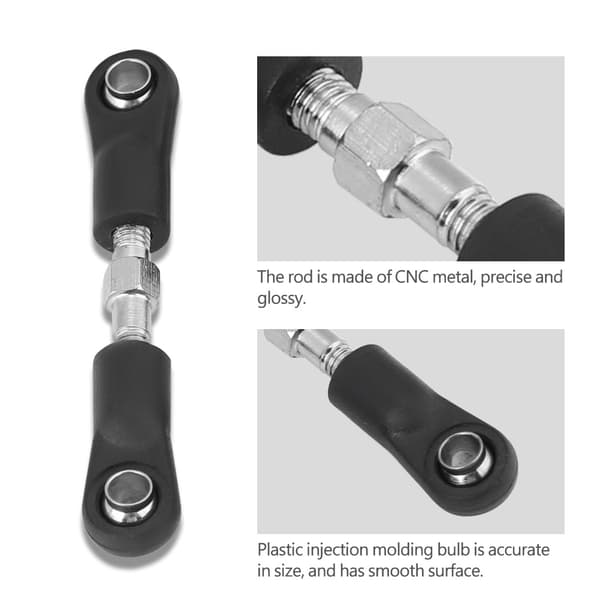 2 stk/sett RC Bil Styrestang Servo Link Turnbuckle Linkage for ZD 1:16 Modellbil (Servostang)