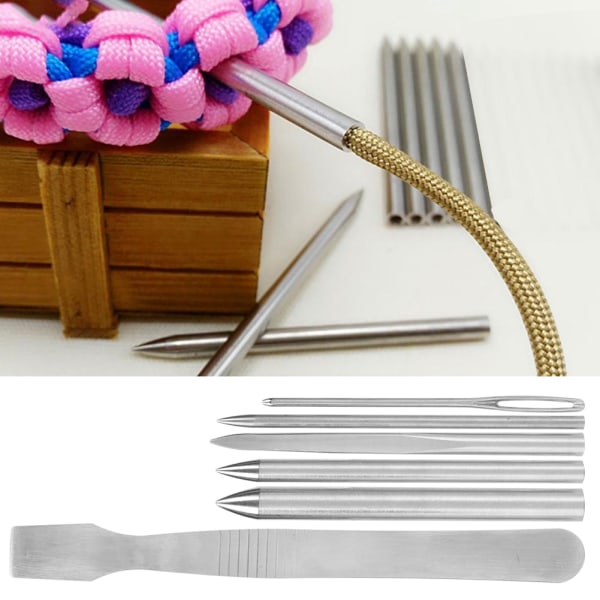 6st/ set Rostfritt stål Paracord Vävsömmar Snörningsnålar Set Armband Stickning DIY Tool