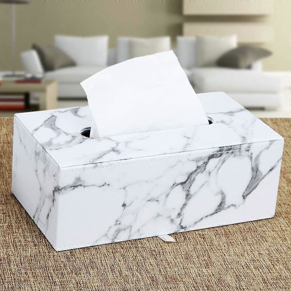Rektangulär Tissue Box i Läder (Marmor)