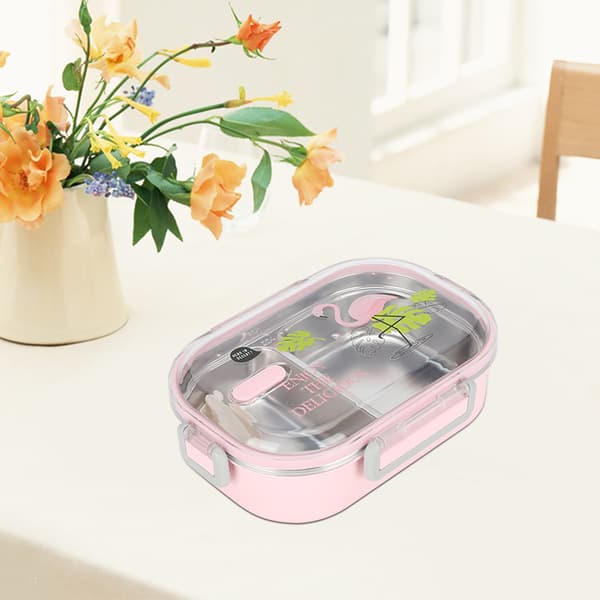 Bærbar 304 rustfrit stål 650ML Bento Box Lækagesikker Madbeholder til Studerende Børn Pink