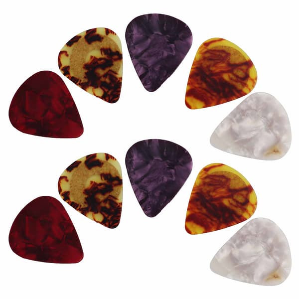 10 st Gitarrplektrum Halkfria Färgglada Celluloid Bärbara Instrument Tillbehör Set Kit