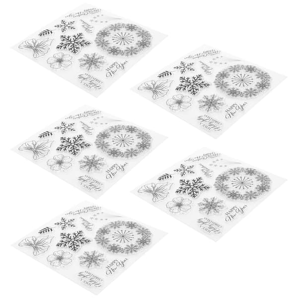 5 st jul silikon klar stämpel snöflinga form DIY handgjorda dekorationstillbehör