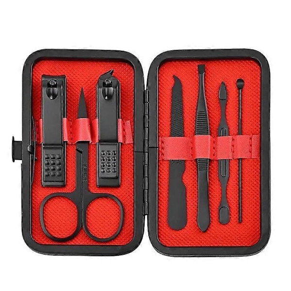 7-delars Nagel Sax och Pincett Set för Män och Kvinnor Kompakt och Portabelt Manikyrverktyg Perfekt Present