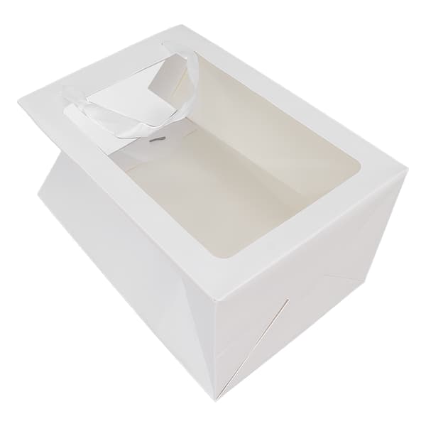 Stor pappersgodispåse med öppet fönster, presentpåsar för julfödelsedagar, presenter, paket, vit