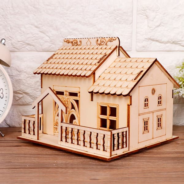 Miniatyr Villa Pengar Mynt Förvaringslåda Spargris Hus Modell Heminredning (Triangulär Port)