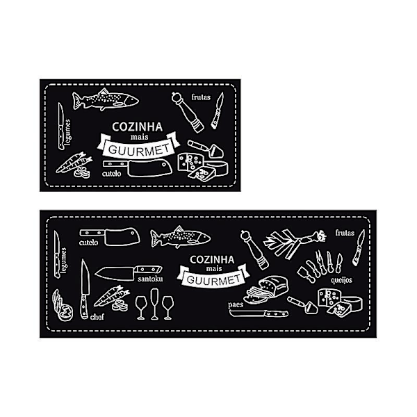 2 kpl Liukumaton Keittiön Matto Konepestävä Ovimatto Keittiön Lattiamatto (Mustahko) 40*60+40*120cm