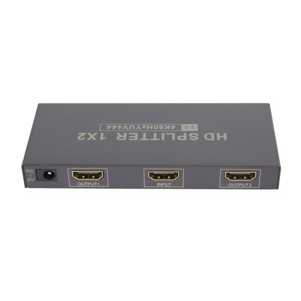 1x2 HD Multimedia Interface Splitter 4K 60Hz 18G HDCP2.2 RGB444 1 inn 2 ut HD Multimedia Interface 2.0 Splitter 100‑240V US-plugg