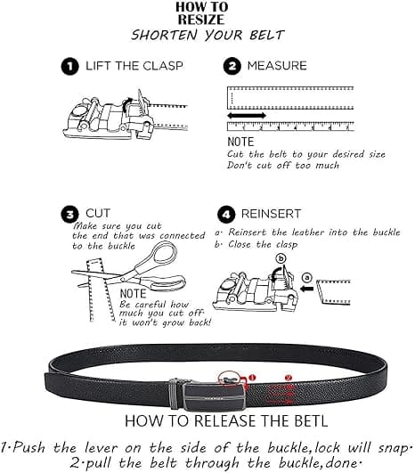 Men's Ratchet Belt Genuine Leather Sliding Belts Adjustable