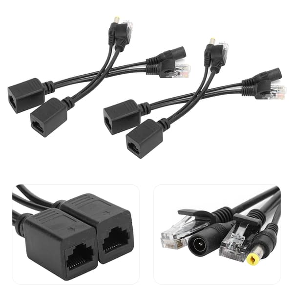 2 par POE Splitter Netværkskamera Strømforsyningsmodul Separator Overvågningsudstyr 12V