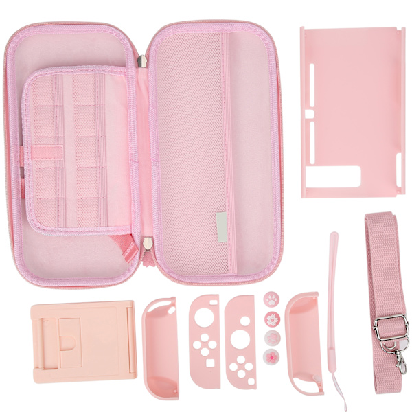 Bärbar förvaringsväska skärmskydd spelkonsol skyddande tillbehör för NintendoPink