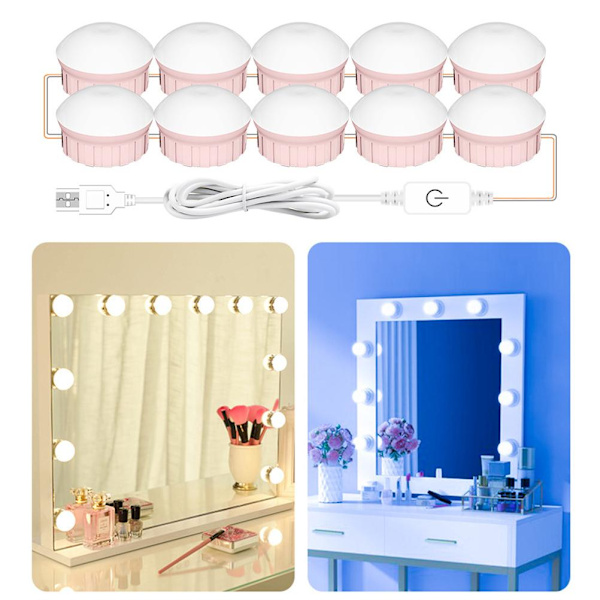 Profesjonelle speillykter for speil USB 5V sminke speillykter 3 farger dimbar justerbar lysstyrke lys for sminkeforfengelighetstabell