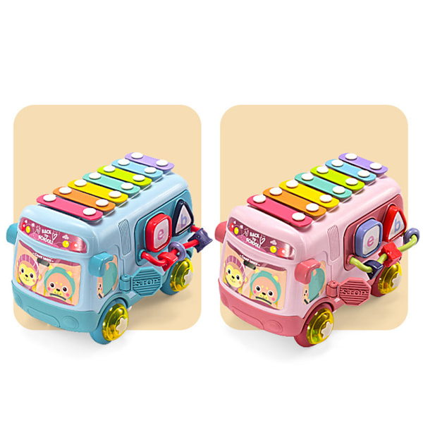Musikinstrument Baby Legetøj Knock Piano Bus Form Musik Læring Legetøj Hånd Øje Koordination Udvikling Legetøj til Over 1-3 År Gamle Børn
