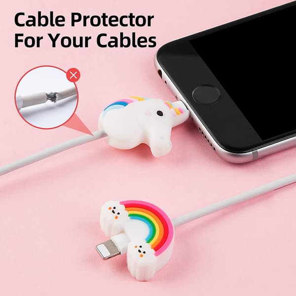 Sött Kabelskydd för iPhone-kabel, 5 st Djur Laddarskydd, USB-laddarsladdskydd, Kabelsparare
