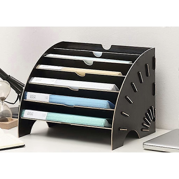 Filorganisator, tresorteringsskap for kontorpult, oppbevaring for A4-papir, magasiner og dokumenter (36,5 * 28 * 28cm, svart)