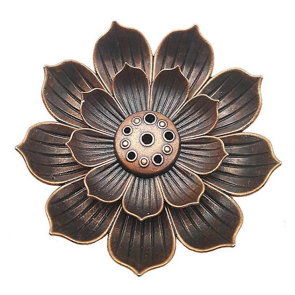 Lotus Incense Holder Set - Pack of 6, Brown, for Sticks, Coils, and Cones (3.3 inches)