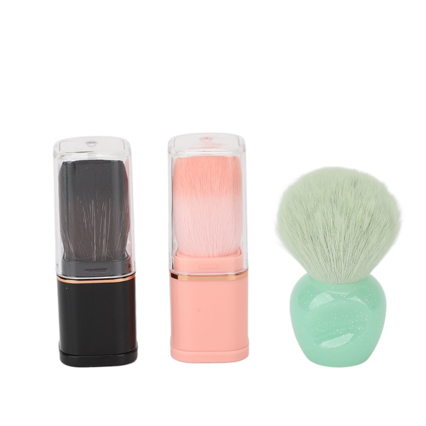 3 stk løs pulver rødmebørste Bærbar mykt hår uttrekkbart makeup børstesett Kosmetisk verktøy for kvinner