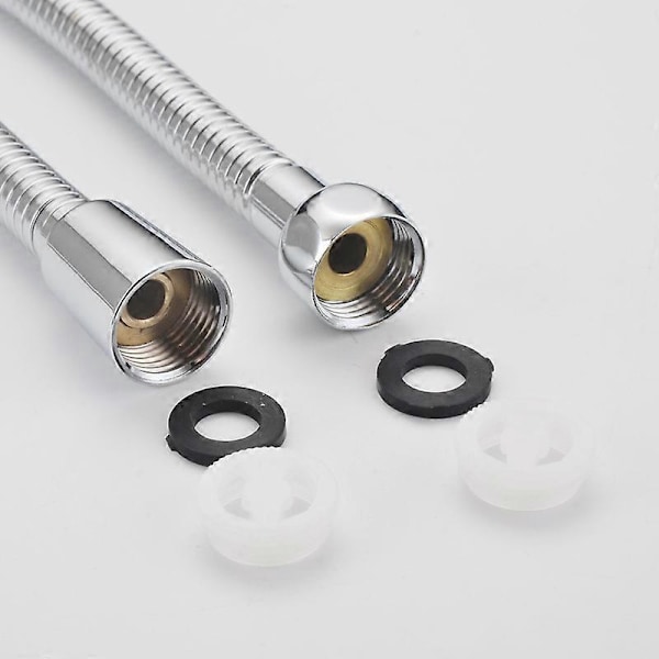 Drawer360 1,5 m Dusjslange | Erstatning i rustfritt stål, universell dusjslange, anti-kink slange med 4 skiver, kromeffekt