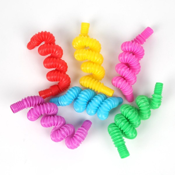 Pop Tube Fidget Toys Sett - 8 stk, Stress & Angstlindring, Sansestimulerende Læring for Barn, Voksne & Småbarn