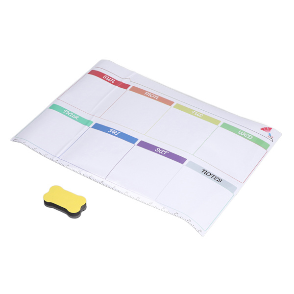 Ugentlig tør-slet tavle 16,5x11,8in ugentlig plan whiteboardsticker med viskelæder til køleskabsplanlæggere