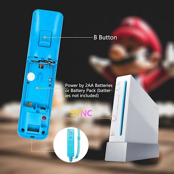 Trådlös fjärrkontroll för Wii U - 2-pack Röd och Blå