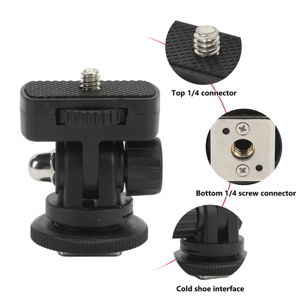 Justerbart Mini Monitor Kuglehoved med Cold Shoe og 1/4 Skrue Interface