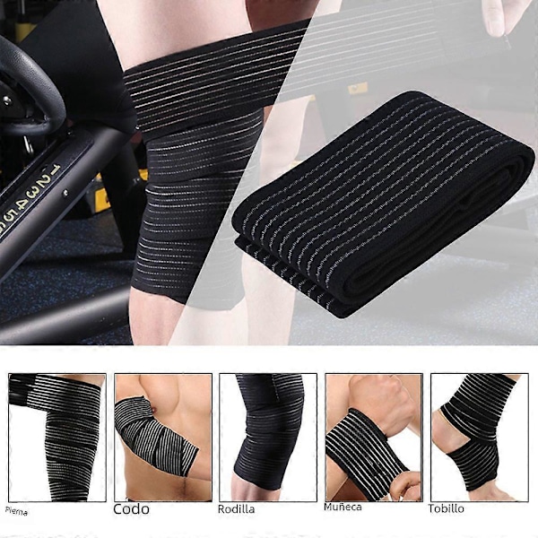 Elastiskt sportknäskydd med kompression för gym och tyngdlyftning, benkompression och träning med knä- och armbågsskydd Grå Vit Längd-40cm