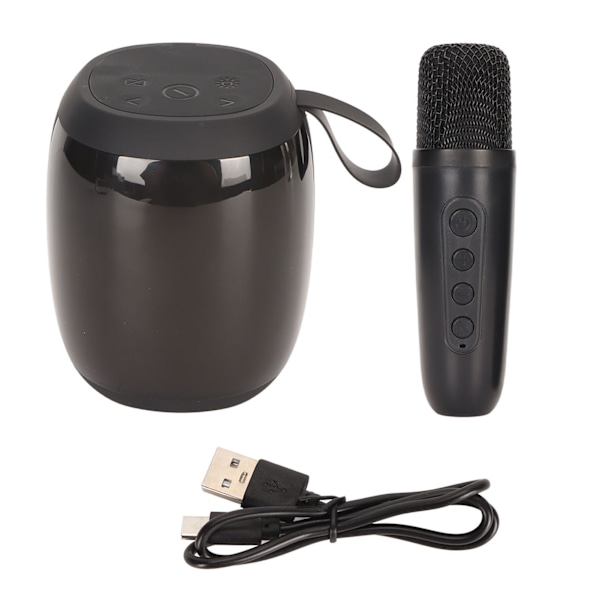 Mikrofon Bluetooth-högtalare RGB-ljus Mini Karaoke-maskin med en mikrofon för hushållspart i svart