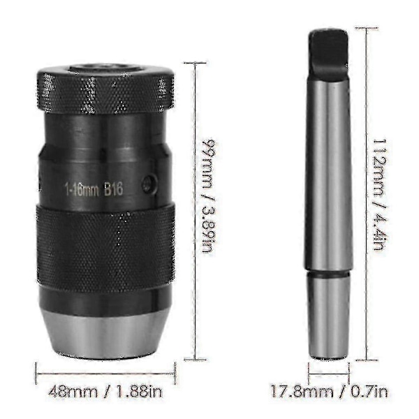 Borrfoder Snabbspännings Borrchuck 1-16mm B16 Med Koner Mt2 Auslappenblappe Skick: Ny -Ny SZJR
