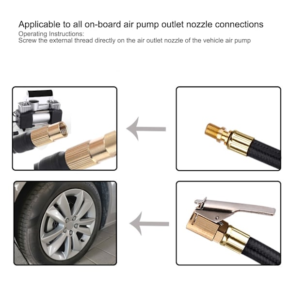 Däckpumpslang Förlängningsrör Däckpump Snabbpumpchuckadapter för bilmotorcykelcykel med amerikansk ventil