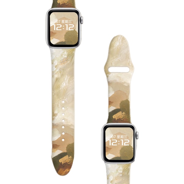 Kukkakuvioitu älykellon ranneke, pehmeä silikoniurheiluranneke iwatch 7 -sarjalle, Camouflage 38/40/41MM