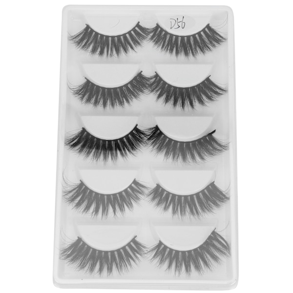 5 par tykke tette falske vipper Tredimensjonale lange krøllete falske øyevipper Makeup Tool(D56)