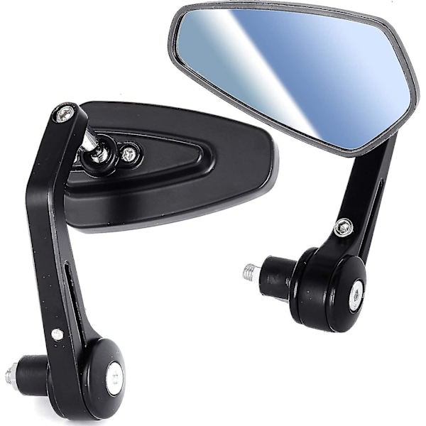 Universal Black Motorbike Handle Bar End Rear View Side Mirrors (2pcs)