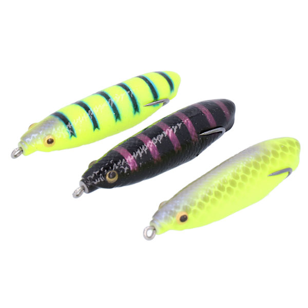 3 stk kunstig fiske agn naturtro 3D mykt silikon lokke fiske svømming agn med krok