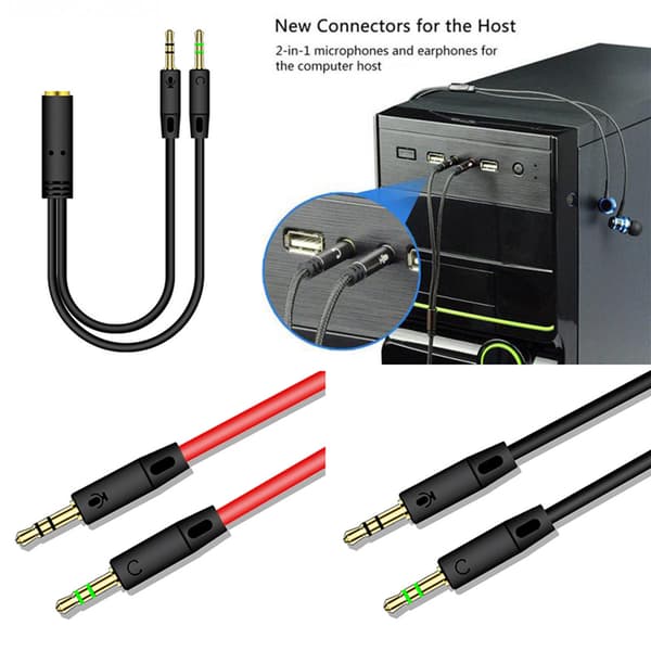 Splitter Hovedtelefon til Computer 3,5 mm Hun til 2 Han Hovedtelefon Mikrofon Audio Y Splitter Kabel